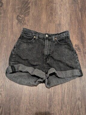 High Rise Black Jean Shorts